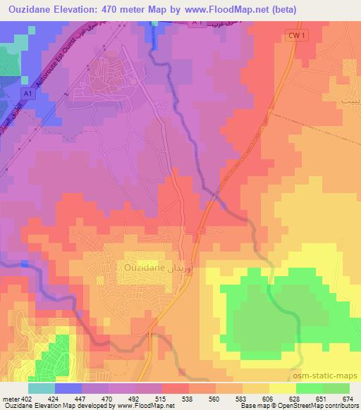 Ouzidane,Algeria Elevation Map