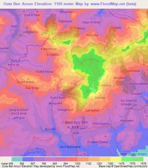Outa Ben Aroun,Algeria Elevation Map