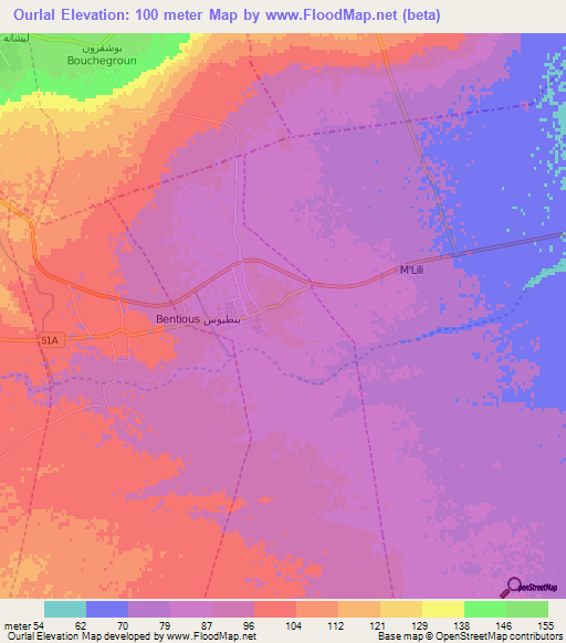 Ourlal,Algeria Elevation Map