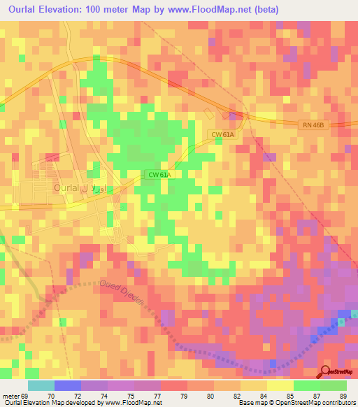 Ourlal,Algeria Elevation Map