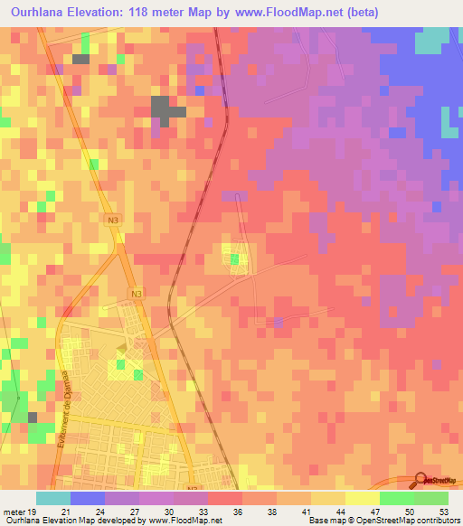 Ourhlana,Algeria Elevation Map