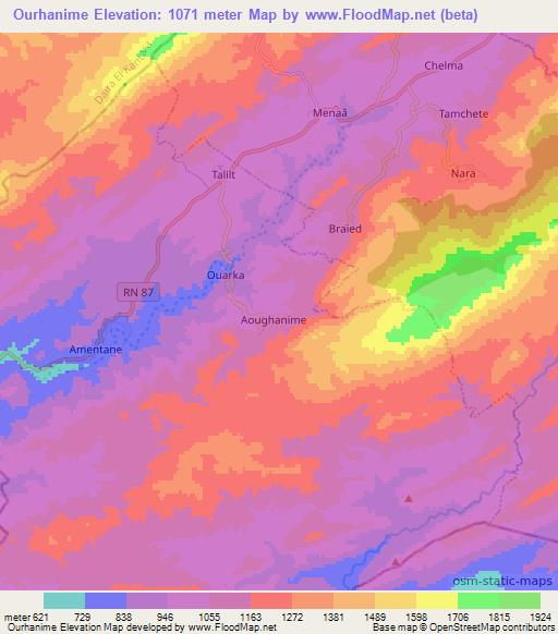 Ourhanime,Algeria Elevation Map