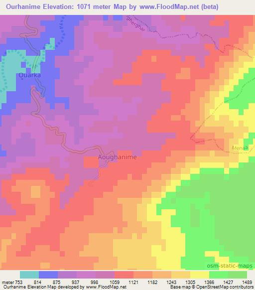 Ourhanime,Algeria Elevation Map