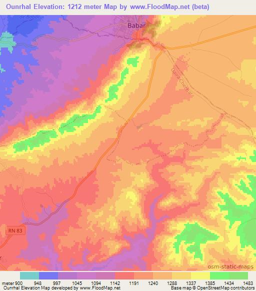 Ounrhal,Algeria Elevation Map