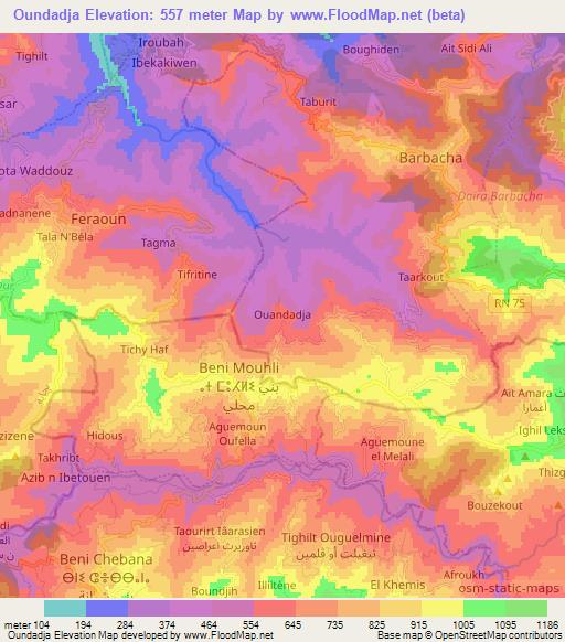 Oundadja,Algeria Elevation Map