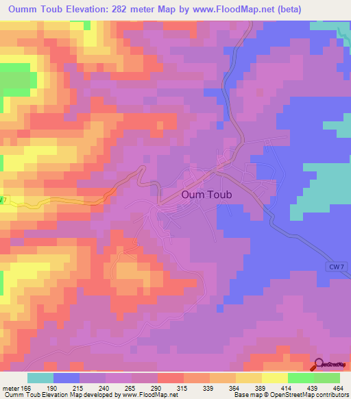 Oumm Toub,Algeria Elevation Map