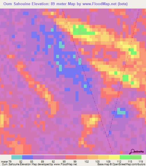 Oum Sahouine,Algeria Elevation Map