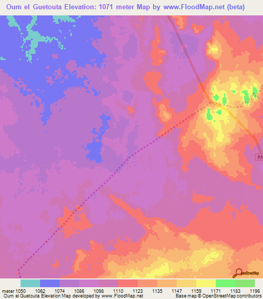 Oum el Guetouta,Algeria Elevation Map