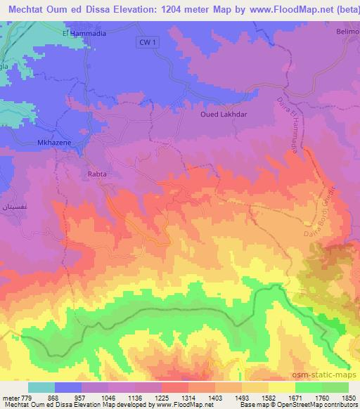 Mechtat Oum ed Dissa,Algeria Elevation Map