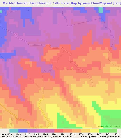 Mechtat Oum ed Dissa,Algeria Elevation Map