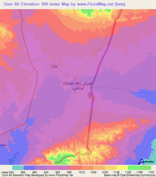 Oum Ali,Algeria Elevation Map