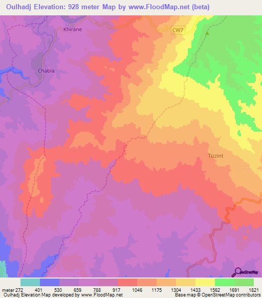 Oulhadj,Algeria Elevation Map