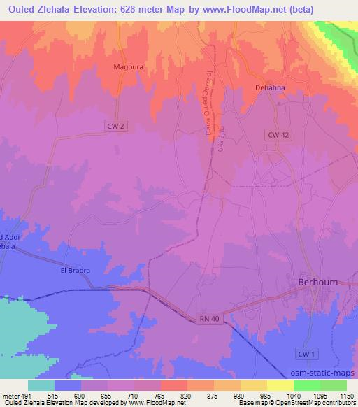 Ouled Zlehala,Algeria Elevation Map