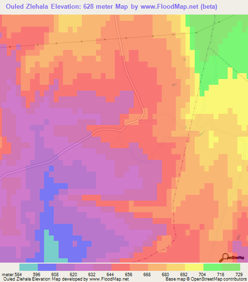 Ouled Zlehala,Algeria Elevation Map