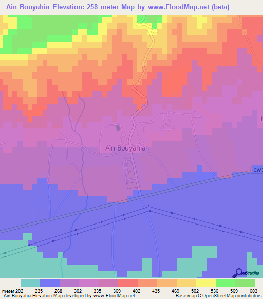 Ain Bouyahia,Algeria Elevation Map