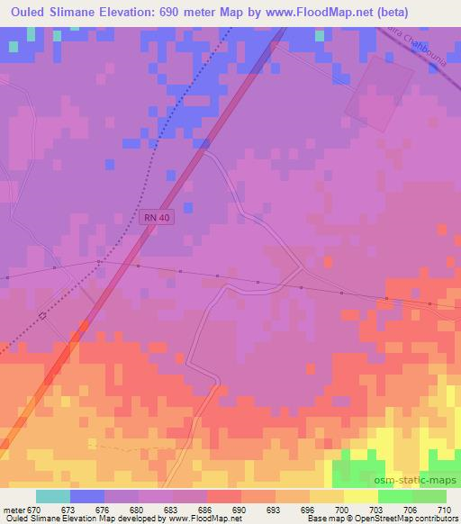 Ouled Slimane,Algeria Elevation Map