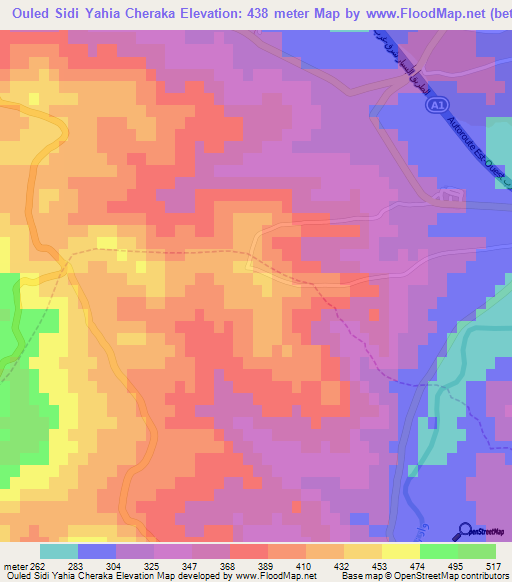 Ouled Sidi Yahia Cheraka,Algeria Elevation Map