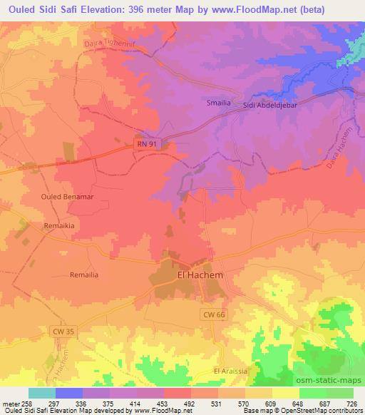 Ouled Sidi Safi,Algeria Elevation Map