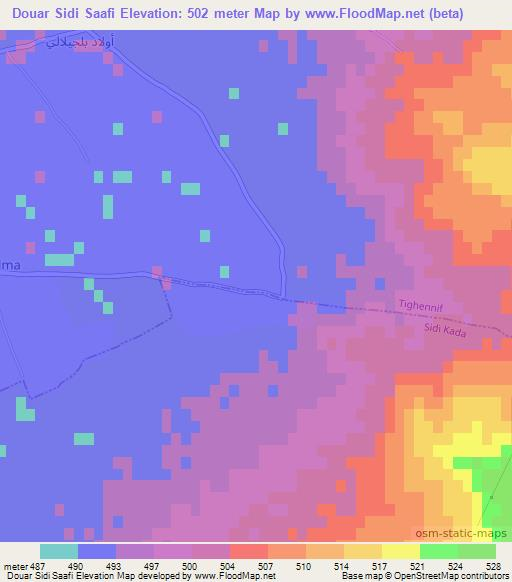 Douar Sidi Saafi,Algeria Elevation Map