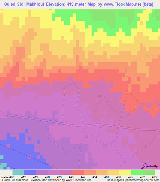 Ouled Sidi Makhlouf,Algeria Elevation Map