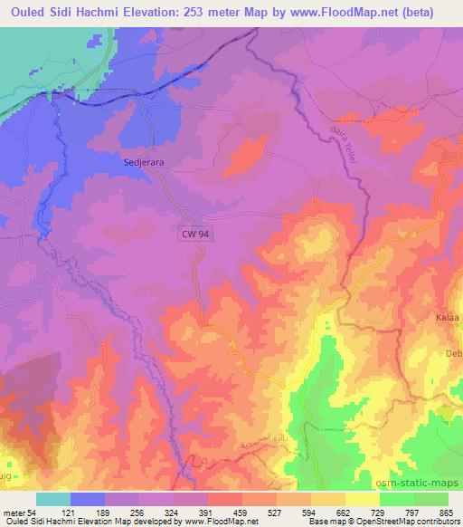 Ouled Sidi Hachmi,Algeria Elevation Map