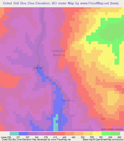 Ouled Sidi Bou Zina,Algeria Elevation Map