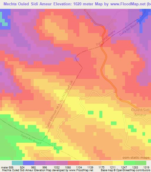 Mechta Ouled Sidi Ameur,Algeria Elevation Map