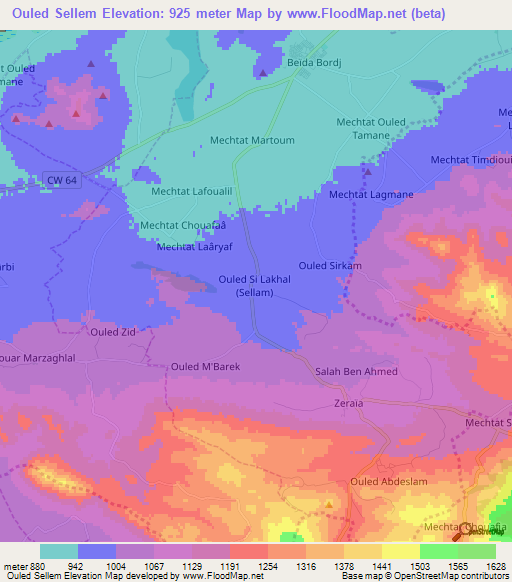 Ouled Sellem,Algeria Elevation Map