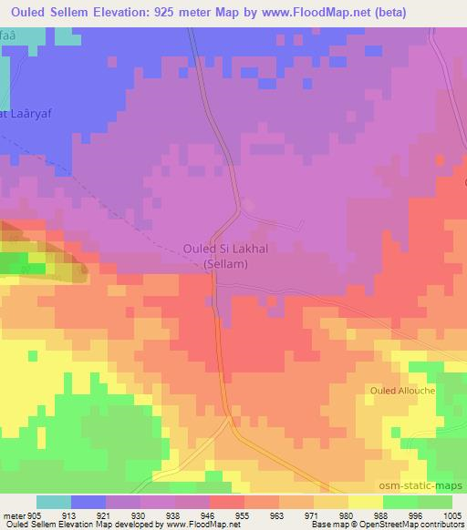 Ouled Sellem,Algeria Elevation Map