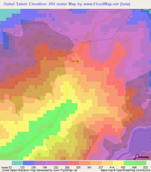 Ouled Salem,Algeria Elevation Map