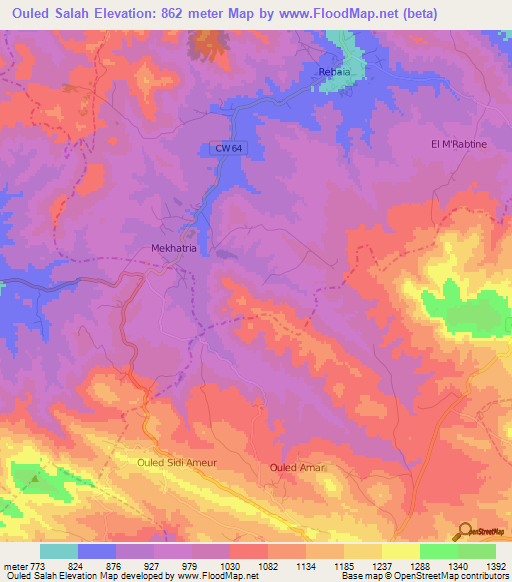 Ouled Salah,Algeria Elevation Map