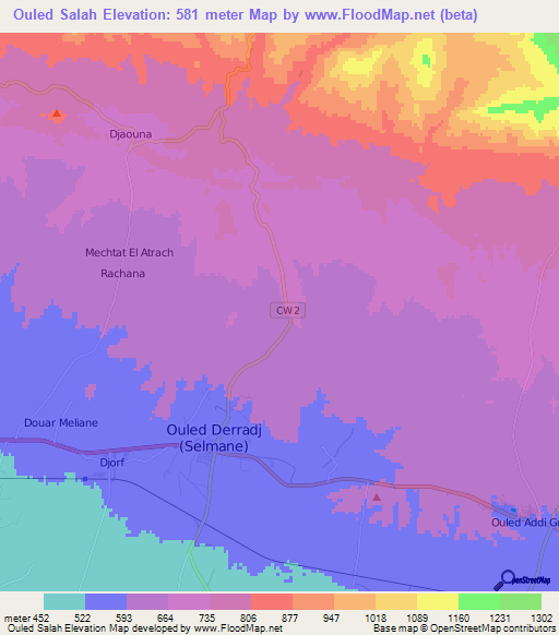 Ouled Salah,Algeria Elevation Map