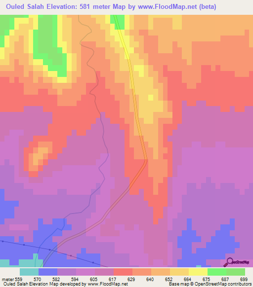 Ouled Salah,Algeria Elevation Map