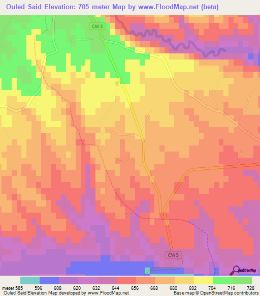 Ouled Said,Algeria Elevation Map