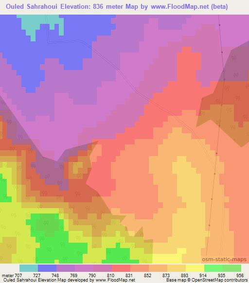 Ouled Sahrahoui,Algeria Elevation Map
