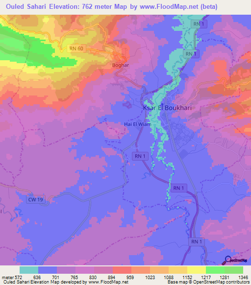 Ouled Sahari,Algeria Elevation Map