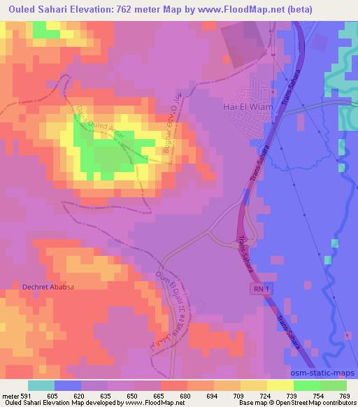Ouled Sahari,Algeria Elevation Map