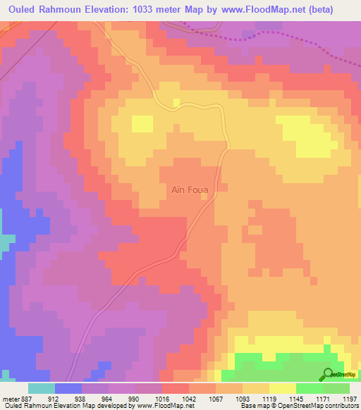Ouled Rahmoun,Algeria Elevation Map