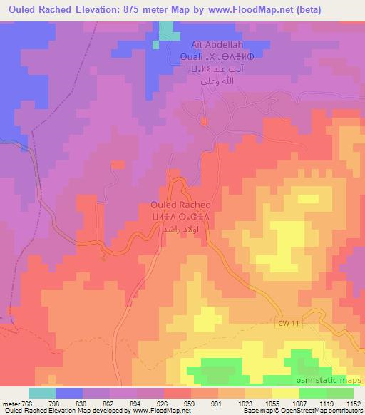 Ouled Rached,Algeria Elevation Map