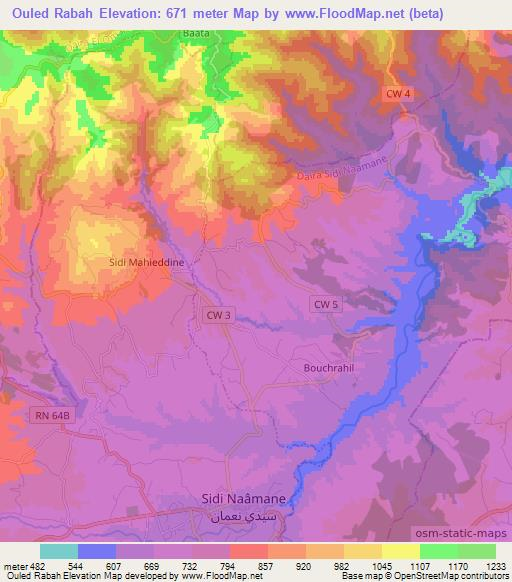 Ouled Rabah,Algeria Elevation Map