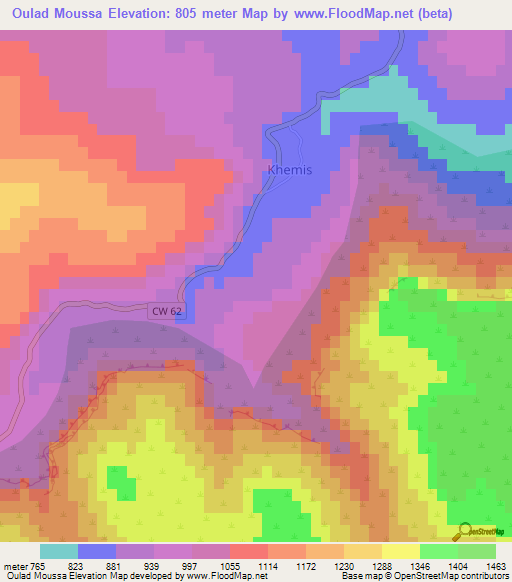 Oulad Moussa,Algeria Elevation Map