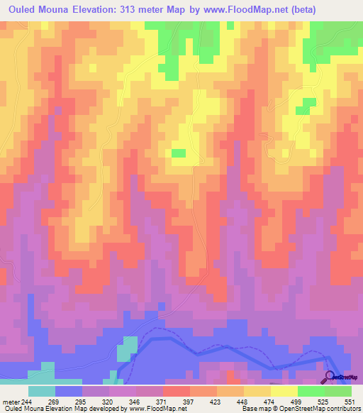 Ouled Mouna,Algeria Elevation Map