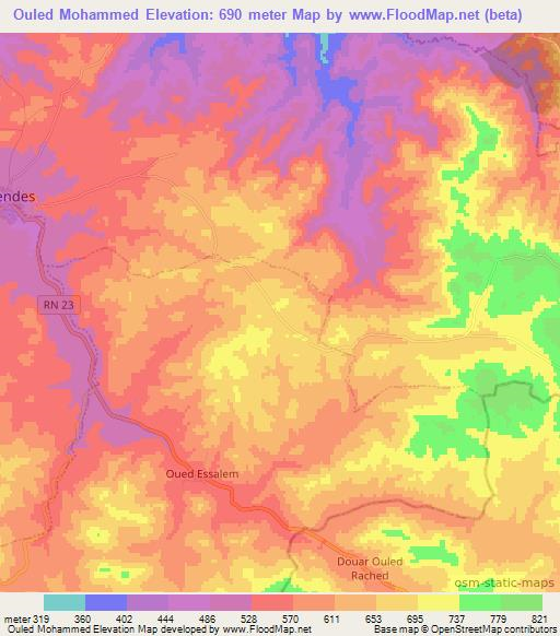 Ouled Mohammed,Algeria Elevation Map