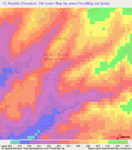 El Abadlia,Algeria Elevation Map