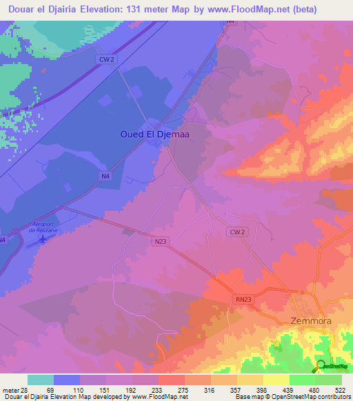 Douar el Djairia,Algeria Elevation Map