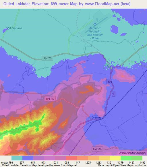 Ouled Lakhdar,Algeria Elevation Map
