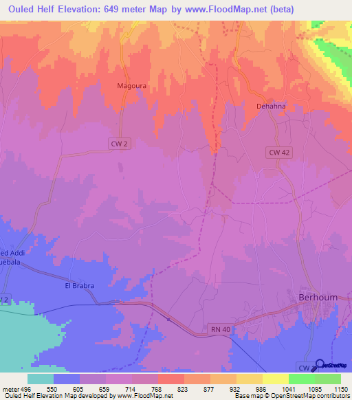 Ouled Helf,Algeria Elevation Map