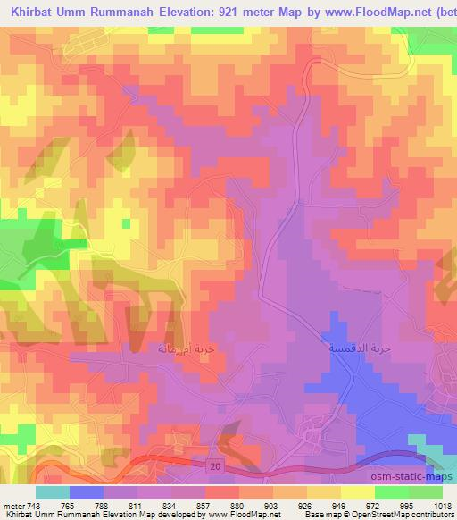 Khirbat Umm Rummanah,Jordan Elevation Map