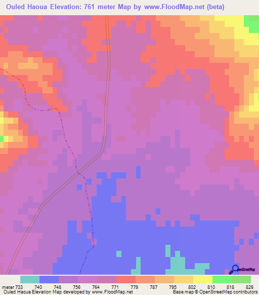 Ouled Haoua,Algeria Elevation Map