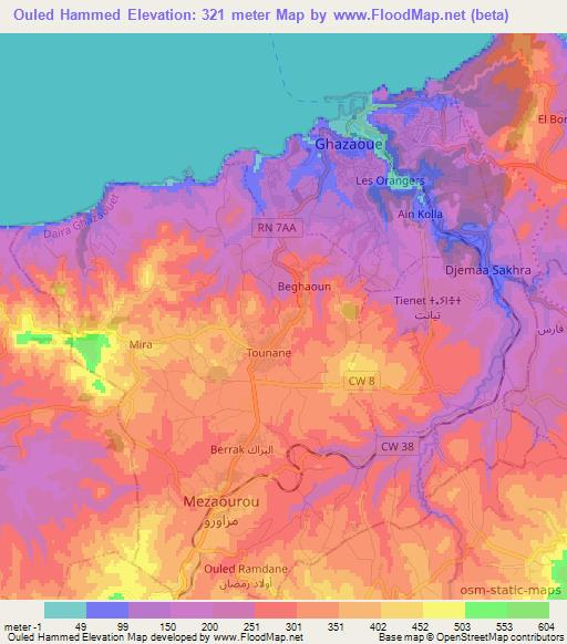 Ouled Hammed,Algeria Elevation Map